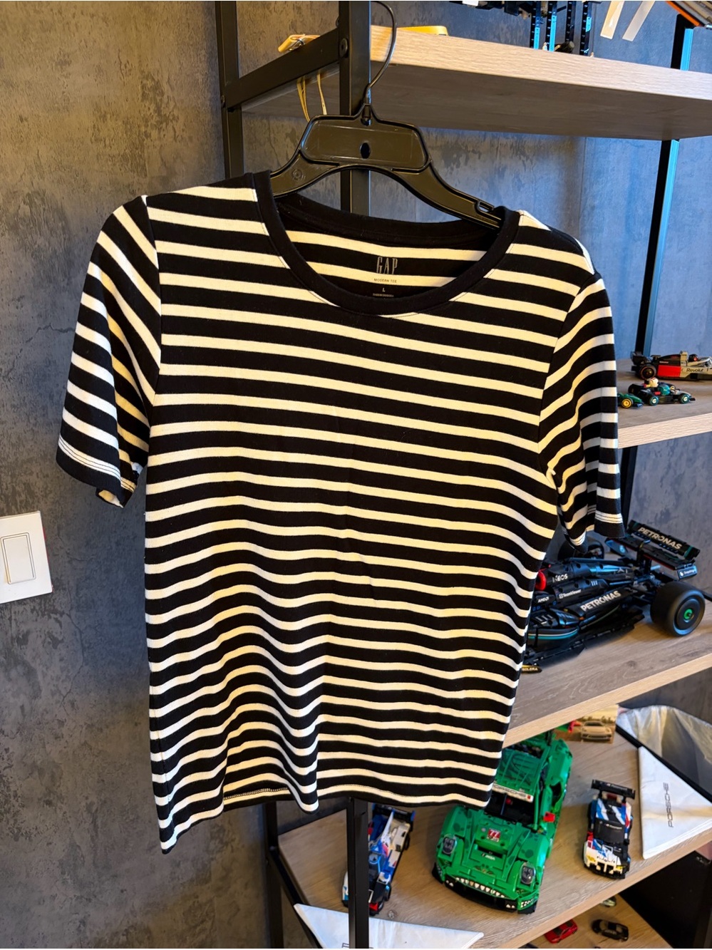 GAP Black and White Striped Short Sleeve Tee